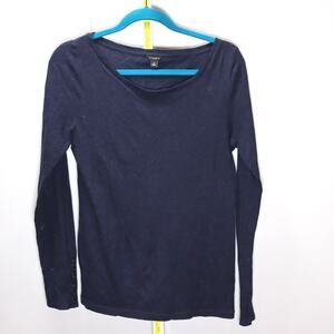 Ann Taylor Navy Cotton-Cashmere Long Sleeve Tee Shirt Top Size M